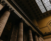 Columns and skylight in a courthouse