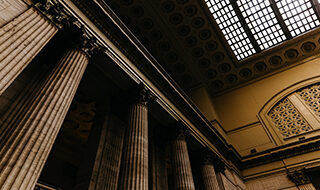 Columns and skylight in a courthouse