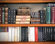 stacks of books on shelves