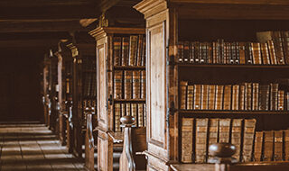 Image of bookshelves in a legal library
