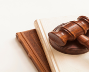 a gavel resting on books